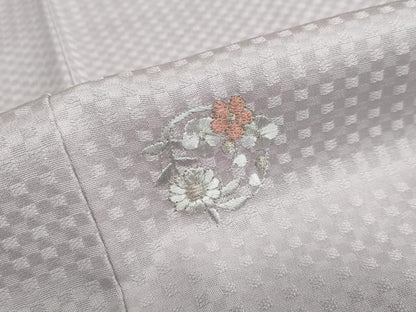 平和屋着物●上質な小紋　総刺繍　京刺繍小紋　草花丸文　金銀糸　反端付き　正絹　逸品　未使用　DABB0463ud