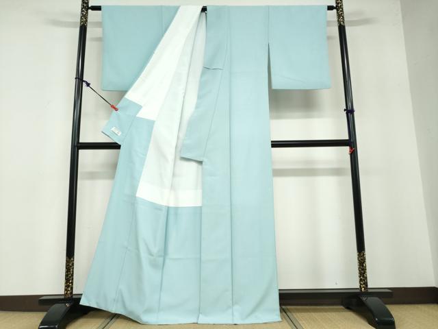 平和屋着物●洗える最高級着物 ＜英＞はなぶさ謹製 色無地 水色 洗える着物 DABB0469ud