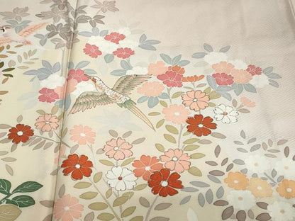 平和屋着物●訪問着 作家物 流水花鳥文 暈し染め 金彩 正絹 逸品 未使用 DABB0479ud
