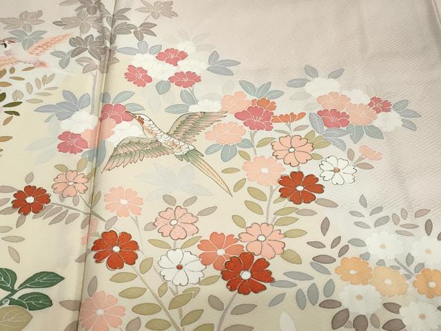 平和屋着物●訪問着 作家物 流水花鳥文 暈し染め 金彩 正絹 逸品 未使用 DABB0479ud