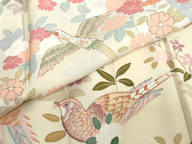平和屋着物●訪問着 作家物 流水花鳥文 暈し染め 金彩 正絹 逸品 未使用 DABB0479ud