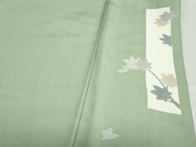 平和屋着物●訪問着 駒刺繍 地紙飛鶴草花文 金彩 正絹 逸品 DABB0480ud
