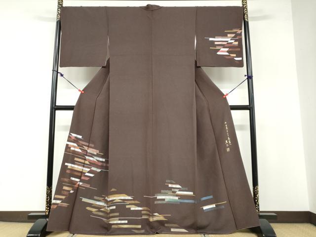 平和屋着物●金彩友禅 卓越技能者・名工・和田光正 訪問着 抽象文様 金通し地 反端付き 伊と幸 正絹 逸品 DABB0482ud