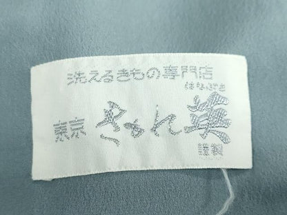 平和屋着物●洗える最高級着物 ＜英＞はなぶさ謹製 色無地 水浅葱色 洗える着物 DABB0483ud