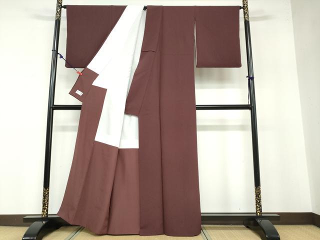 平和屋着物●洗える最高級着物 ＜英＞はなぶさ謹製 色無地 黒鳶色 洗える着物 DABB0484ud
