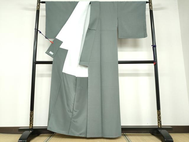 平和屋着物●洗える最高級着物 ＜英＞はなぶさ謹製 色無地 錆鉄御納戸 洗える着物 未使用 DABB0485ud
