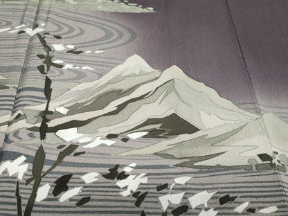 平和屋着物●訪問着 流水遠山風景文 暈し染め 正絹 逸品 DABB0488ud