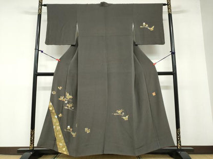平和屋着物●金彩友禅作家 金彩の魔術師 堀省平 金煌織 訪問着 花鳥文 金銀彩 鬼しぼ縮緬 正絹 逸品 DABB0492ud