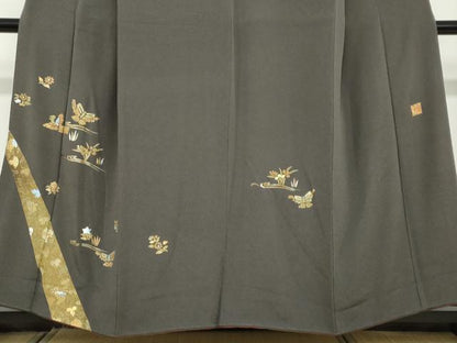 平和屋着物●金彩友禅作家 金彩の魔術師 堀省平 金煌織 訪問着 花鳥文 金銀彩 鬼しぼ縮緬 正絹 逸品 DABB0492ud