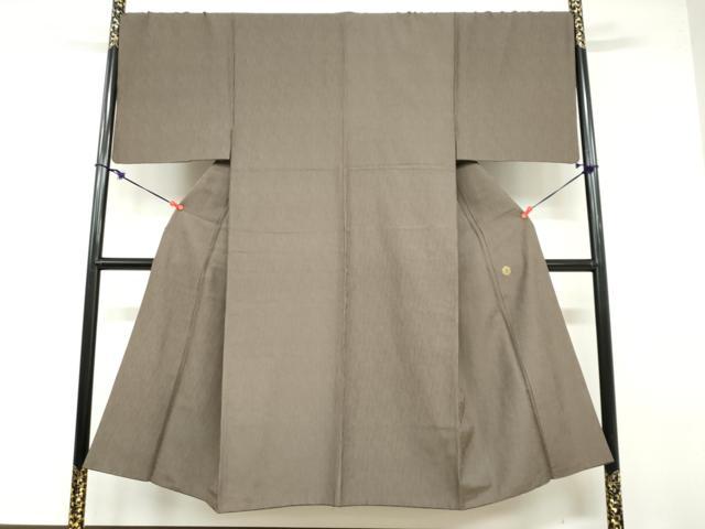 平和屋着物●ジャパンオートクチュール　渡辺雪三郎　男性　江戸小紋　お召地　万筋　媚茶色×黒色　正絹　逸品　DABB0494ud