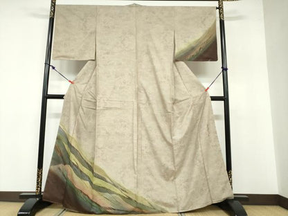 平和屋着物●染色作家 斉藤三才 本場大島紬 訪問着 草花霞文 暈し染め 正絹 逸品 未使用 DABB0497ud