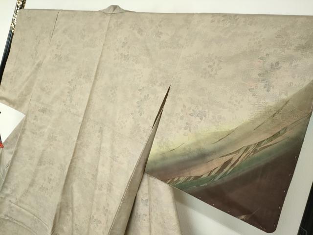 平和屋着物●染色作家 斉藤三才 本場大島紬 訪問着 草花霞文 暈し染め 正絹 逸品 未使用 DABB0497ud