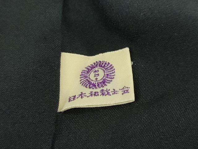 平和屋着物●本塩沢 110亀甲 格子文 黒地 正絹 逸品 DABB0499ud