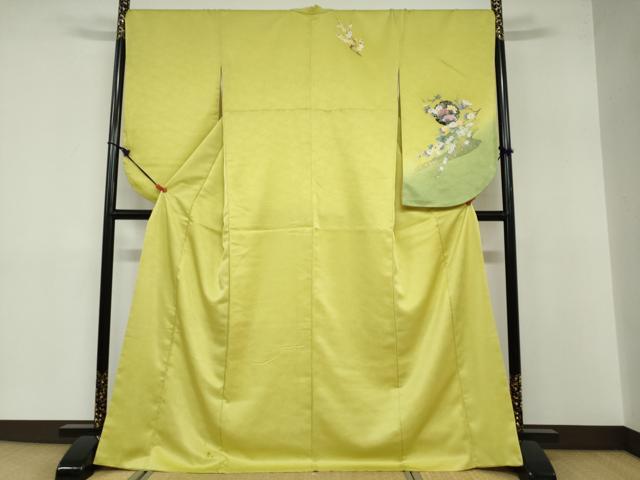 平和屋着物●小振袖 二尺袖 流水雪輪草花文 暈し染め 金彩 洗える着物 DABB0519ud