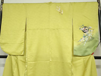 平和屋着物●小振袖 二尺袖 流水雪輪草花文 暈し染め 金彩 洗える着物 DABB0519ud
