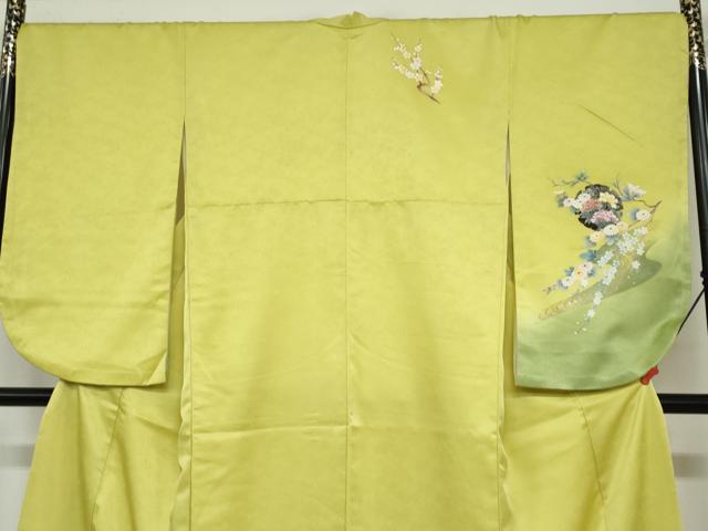 平和屋着物●小振袖 二尺袖 流水雪輪草花文 暈し染め 金彩 洗える着物 DABB0519ud