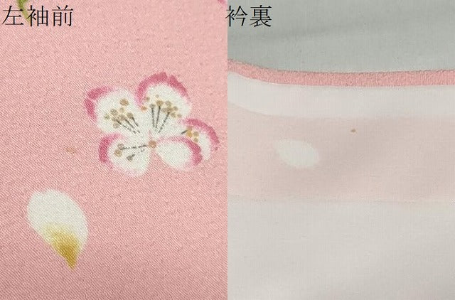 平和屋着物●小振袖 二尺袖 草花文 洗える着物 DABB0521ud