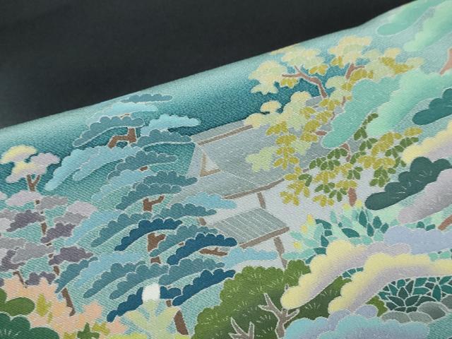 平和屋着物●十日町友禅作家 阿部佳雪 黒留袖 流水草花風景文 正絹 逸品 DABB0524ud