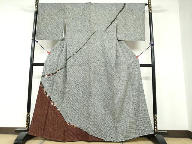 平和屋着物●訪問着 総絞り 駒刺繍 宝尽くし草花文 黒地 金彩 正絹 逸品 DABB0526ud