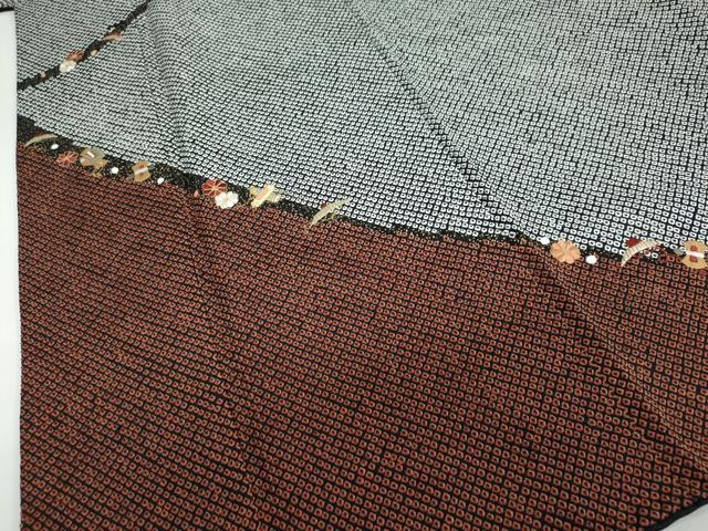 平和屋着物●訪問着 総絞り 駒刺繍 宝尽くし草花文 黒地 金彩 正絹 逸品 DABB0526ud