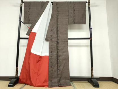 平和屋着物●本場大島紬 古代染色純泥染 9マルキ 草花間道 証紙付き 盛 正男作 正絹 逸品 未使用 DABB0538ud