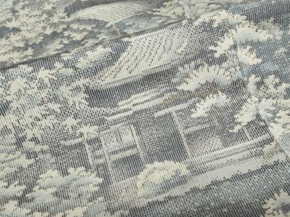 平和屋着物●都喜ヱ門 本場大島紬 白大島 9マルキ 総絣 風景草花文 藤絹織物謹製 正絹 逸品 DABB0539ud