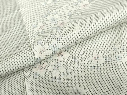 平和屋着物●本場大島紬 白大島 9マルキ 流水草花文 正絹 逸品 未使用 DABB0543ud