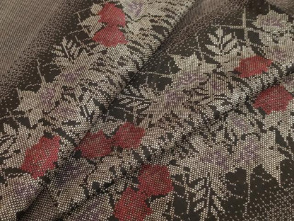 平和屋着物●本場大島紬 9マルキ 横段草花文 正絹 逸品 DABB0545ud