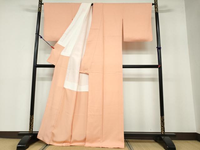 平和屋着物●上質な色無地 霞地紋 宍色 正絹 逸品 DABB0546ud