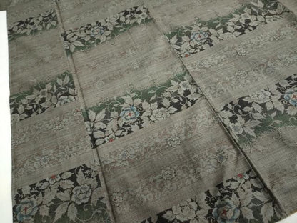 平和屋着物●本場大島紬 古代染色純泥染 9マルキ 横段更紗花唐草文 証紙付き くぼた謹製 正絹 逸品 DABB0549ud