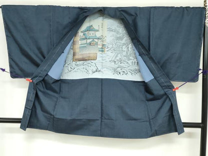 平和屋着物●男性 本場大島紬 アンサンブル 長羽織 100亀甲 総詰め 正絹 逸品 未使用 DABB0553ud