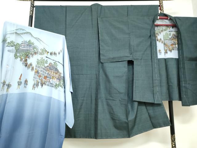 平和屋着物●男性 本場大島紬 アンサンブル 長襦袢（無双仕立て）セット 100亀甲 総詰め 正絹 逸品 未使用 DABB0554ud