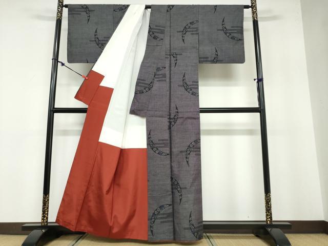 平和屋着物●本場大島紬 9マルキ 葡萄蔦の葉文 正絹 逸品 DABB0565ud