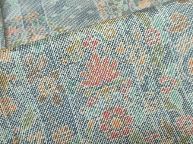 平和屋着物●本場大島紬 7マルキ 草花間道 正絹 逸品 DABB0567ud