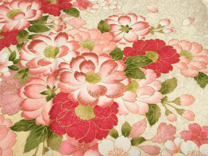 平和屋着物●豪華振袖 刺繍 草花文 暈し染め 金彩 正絹 逸品 DABB0583ud
