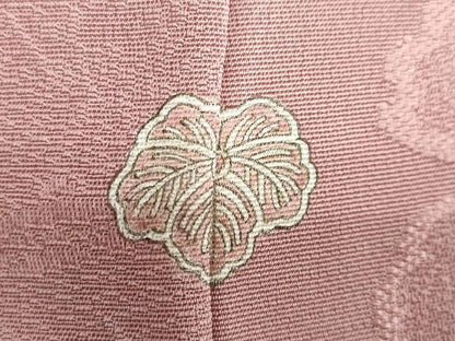 平和屋着物●上質な色無地 葡萄蔦の葉地紋 鴇浅葱色 正絹 逸品 DABB0584ud