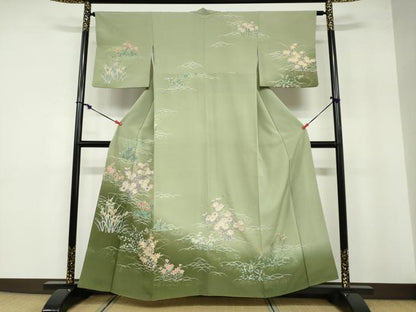 平和屋着物●訪問着 草花文 暈し染め 金彩 正絹 逸品 DABB0588ud