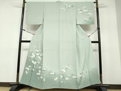 平和屋着物●訪問着 友禅 草花文 暈し染め 正絹 逸品 DABB0591ud