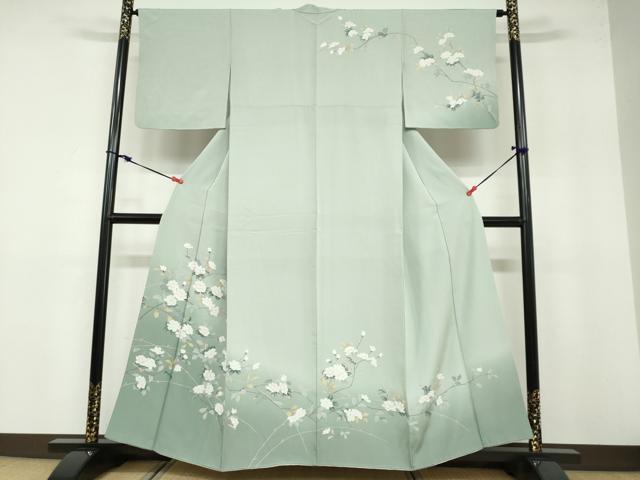 平和屋着物●訪問着 友禅 草花文 暈し染め 正絹 逸品 DABB0591ud