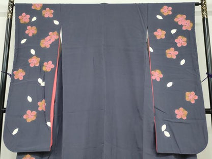 平和屋着物●世界的人形師 辻村寿三郎 ジュサブロー 振袖 舞花文 金彩 正絹 逸品 未使用 DABB0594ud