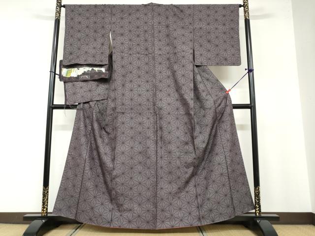 平和屋着物●本場大島紬 9マルキ 麻の葉文様 反端付き 正絹 逸品 DABB0595ud
