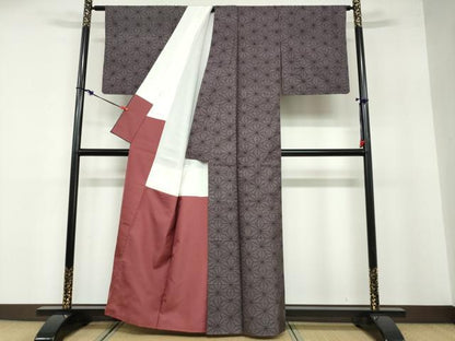 平和屋着物●本場大島紬 9マルキ 麻の葉文様 反端付き 正絹 逸品 DABB0595ud