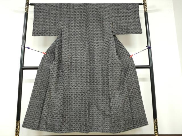 平和屋着物●久留米絣 袷 秋名バラ柄 綿 逸品 DABB0605ud