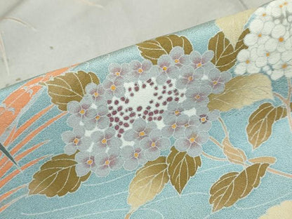 平和屋着物●訪問着 作家物 流水花蝶文 暈し染め 金彩 正絹 逸品 DABB0617ud
