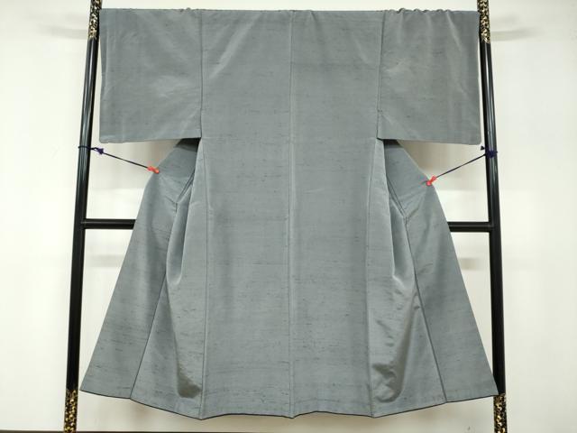 平和屋着物●男性 紬 アンサンブル 桔梗鼠色 正絹 逸品 DABB0624ud