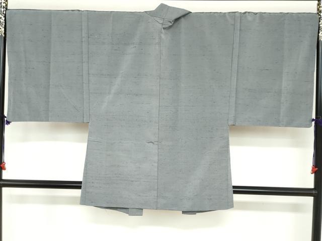 平和屋着物●男性 紬 アンサンブル 桔梗鼠色 正絹 逸品 DABB0624ud