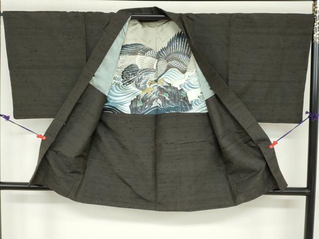 平和屋着物●男性 紬 アンサンブル 霞文 正絹 逸品 DABB0626ud