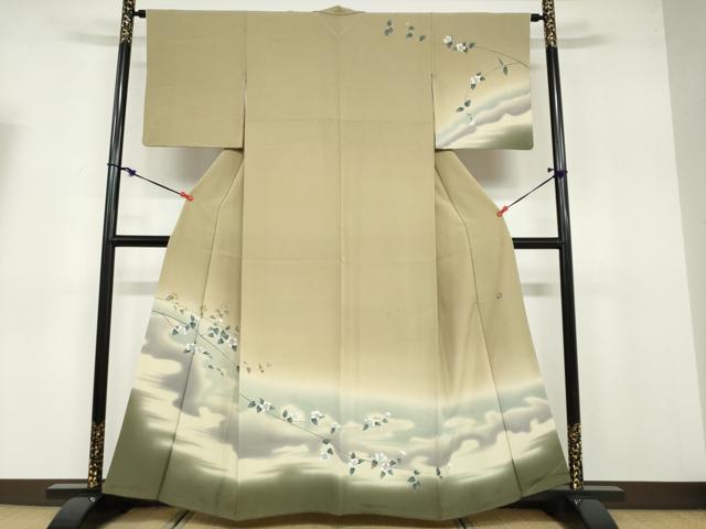 平和屋着物●訪問着 友禅 作家物 枝花文 暈し染め 正絹 逸品 DABB0631ud