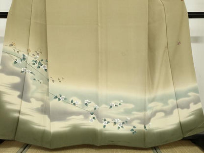 平和屋着物●訪問着 友禅 作家物 枝花文 暈し染め 正絹 逸品 DABB0631ud