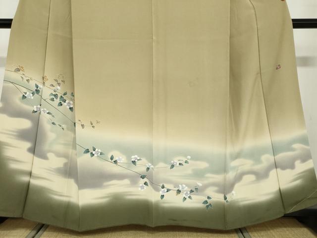平和屋着物●訪問着 友禅 作家物 枝花文 暈し染め 正絹 逸品 DABB0631ud